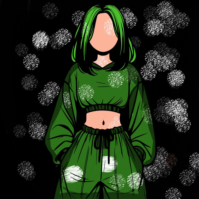 realistic girl faceless with baggy pants and a crop top