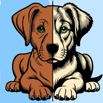 realistic dog split picture