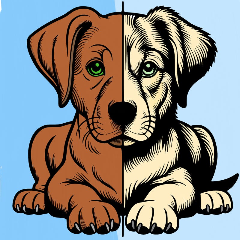 realistic dog split picture