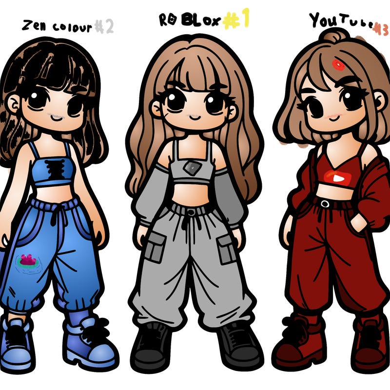 a few cute girls with crop tops and baggy pants