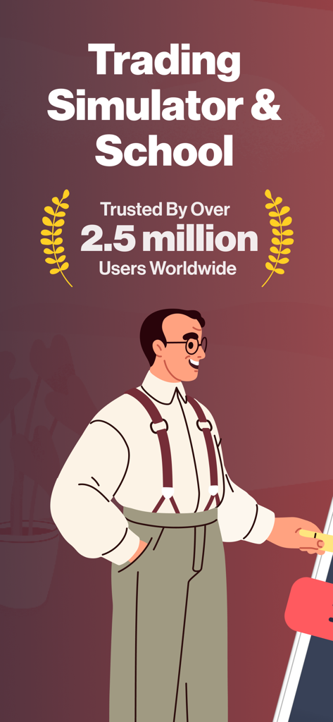 Forex Trading School & Game - Pantalla de inicio de la aplicación escolar y simulador de trading Forex Hero con más de 2,5 millones de usuarios