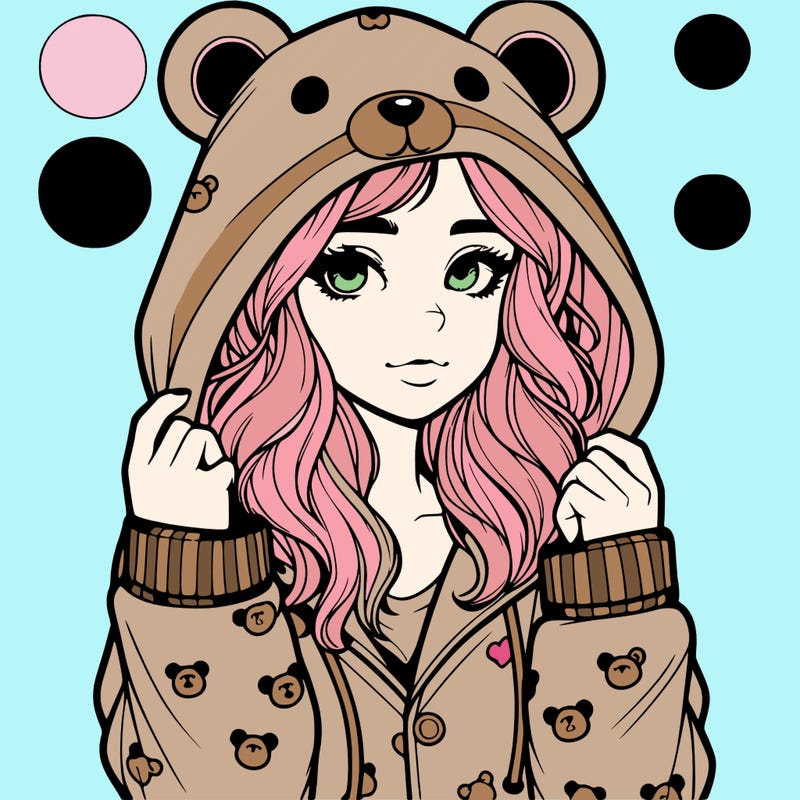 realistic girl in a animal pjs hoodie