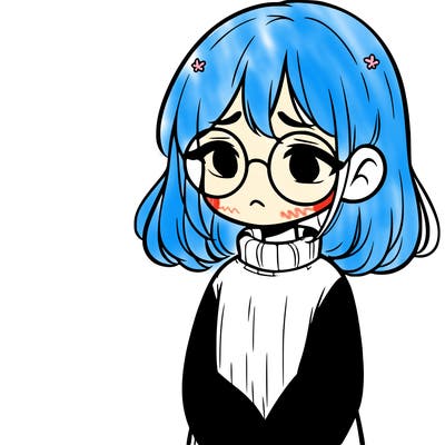 sad girl with glasses in a sweater