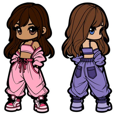 girl in crop top and baggy pants