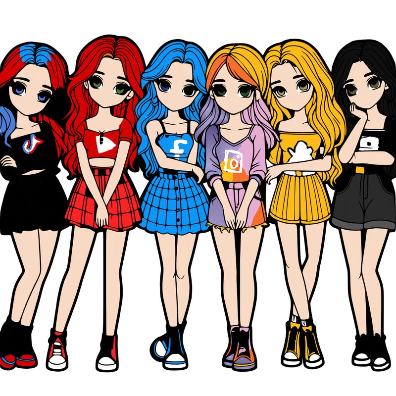 a group of girls realistic