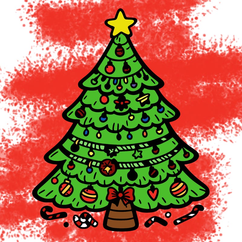 christmas tree with lots of details