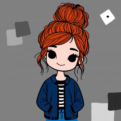 girl in a messing bun with a jacket