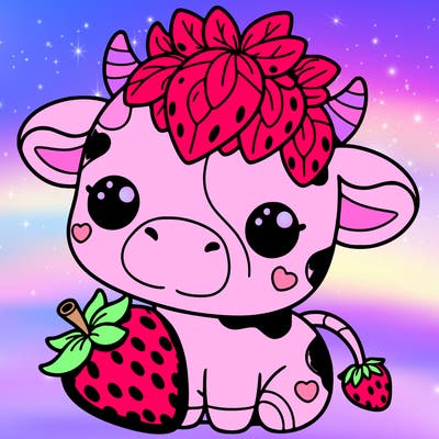 cute strawberry cow