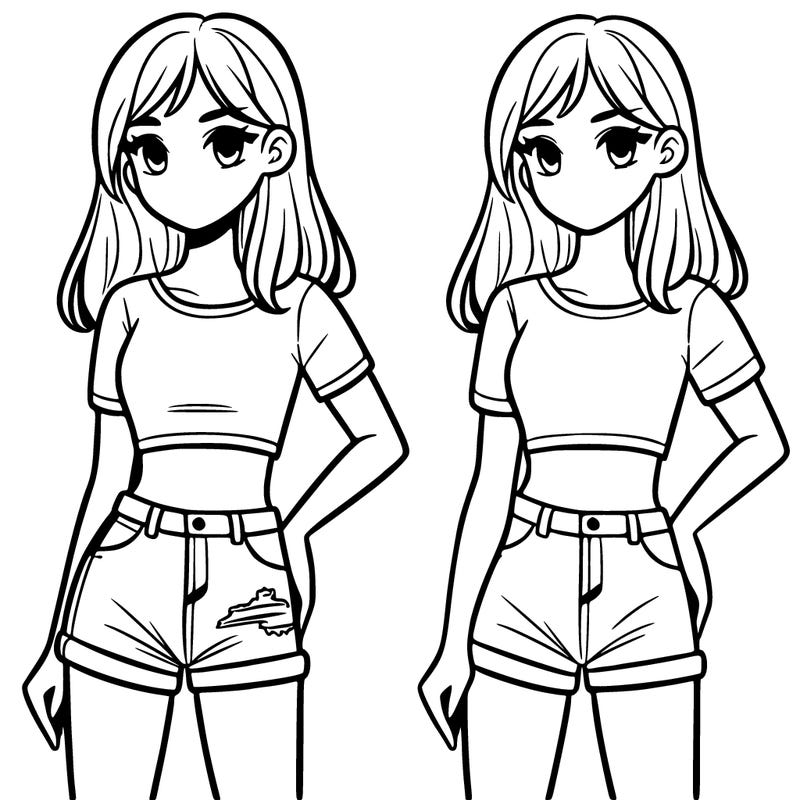 a teen girl wearing a crop top and jean shorts