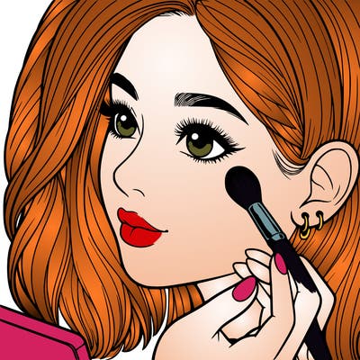 a realistic girl doing her makeup