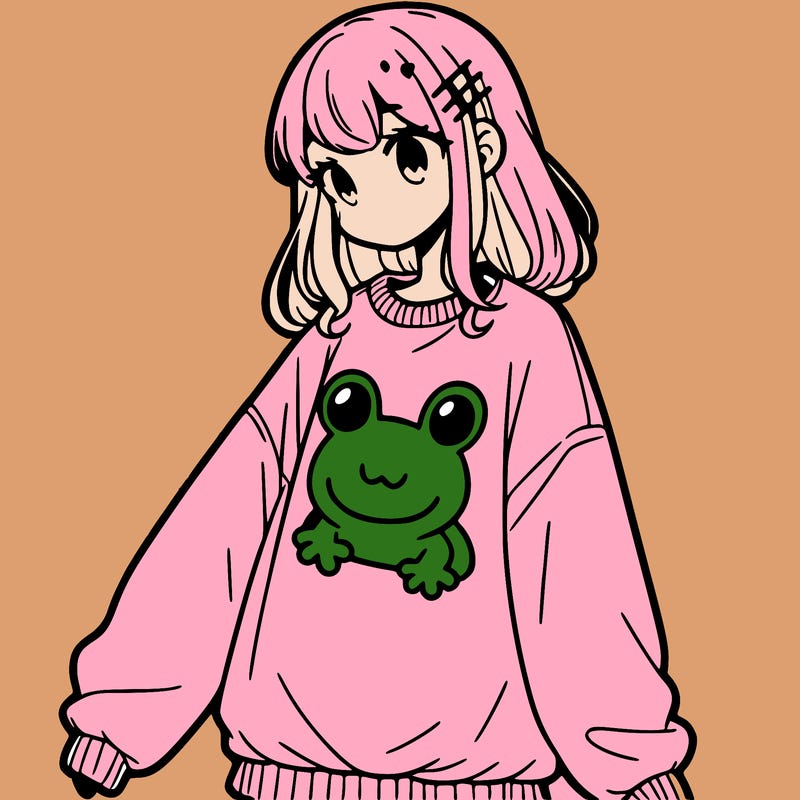 girl wearing frogging sweatshirt