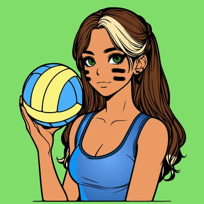 realistic girl  with volleyball