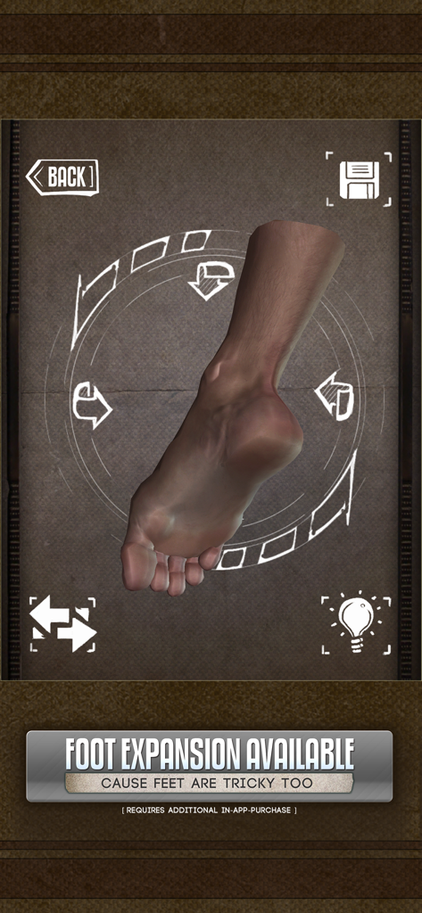 Handy Art Reference Tool - A 3D rotatable foot model for anatomical reference and drawing practice.