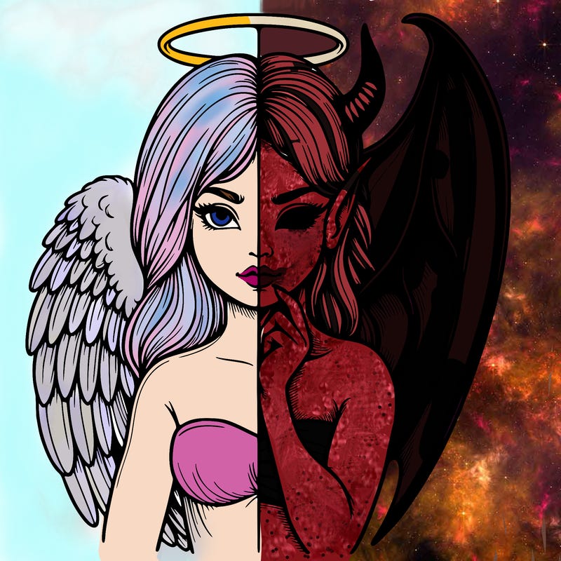 realistic angel half demon