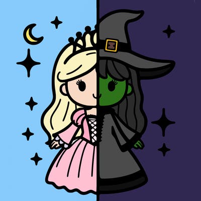 split princess and witch