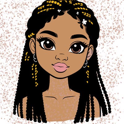 a realistic black girl with braids