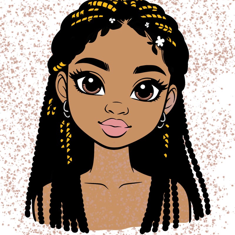 a realistic black girl with braids