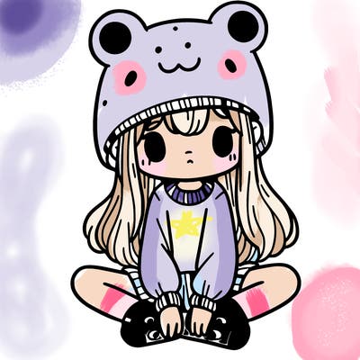 a girl wearing a frog hat and some frog socks