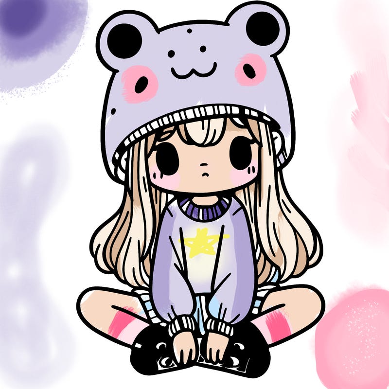 a girl wearing a frog hat and some frog socks