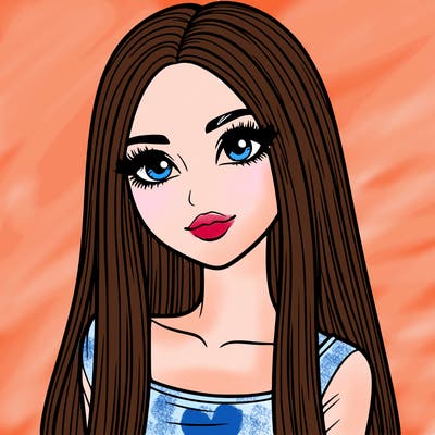 realistic girl with straight and long hair