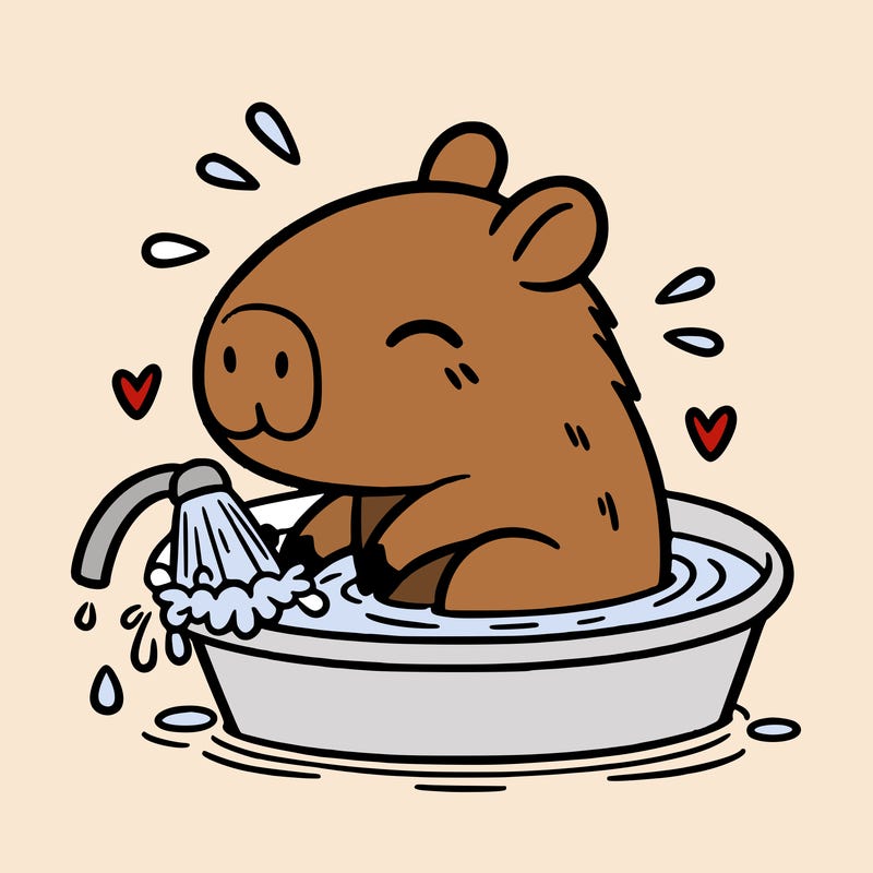 capybara taking a bath