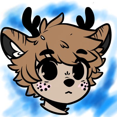 a humanoid deer with soft fluffy ears