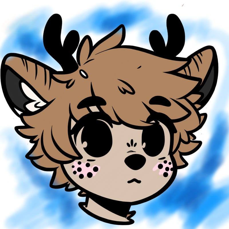 a humanoid deer with soft fluffy ears