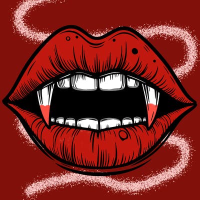 lips with vampire teeth