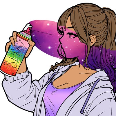 a realistic girl spray, painting