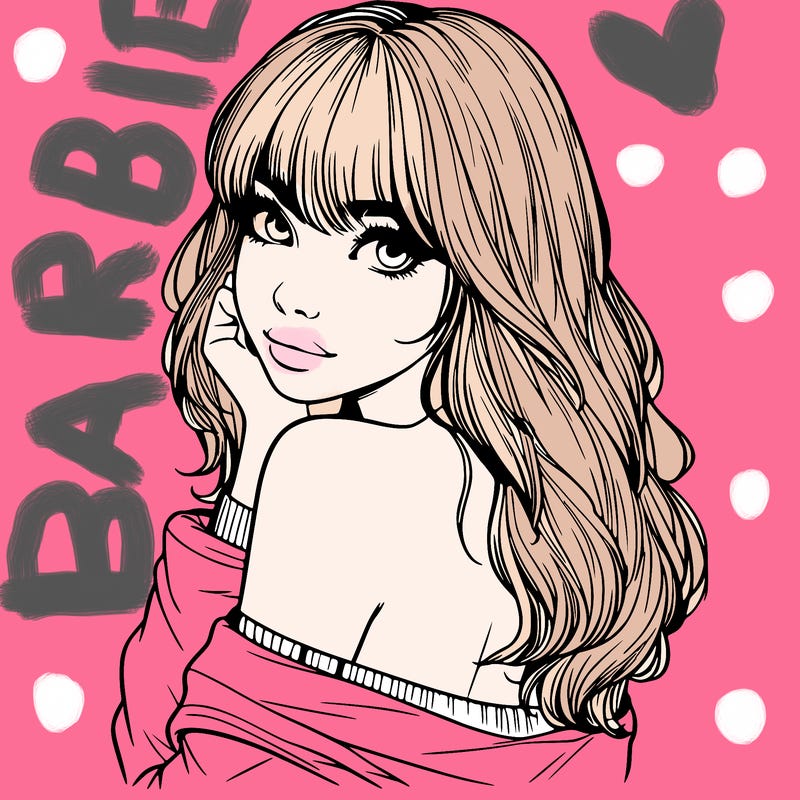 realistic girl with bangs looking over her shoulder