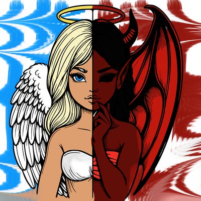 realistic angel half demon