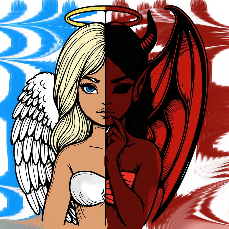 realistic angel half demon