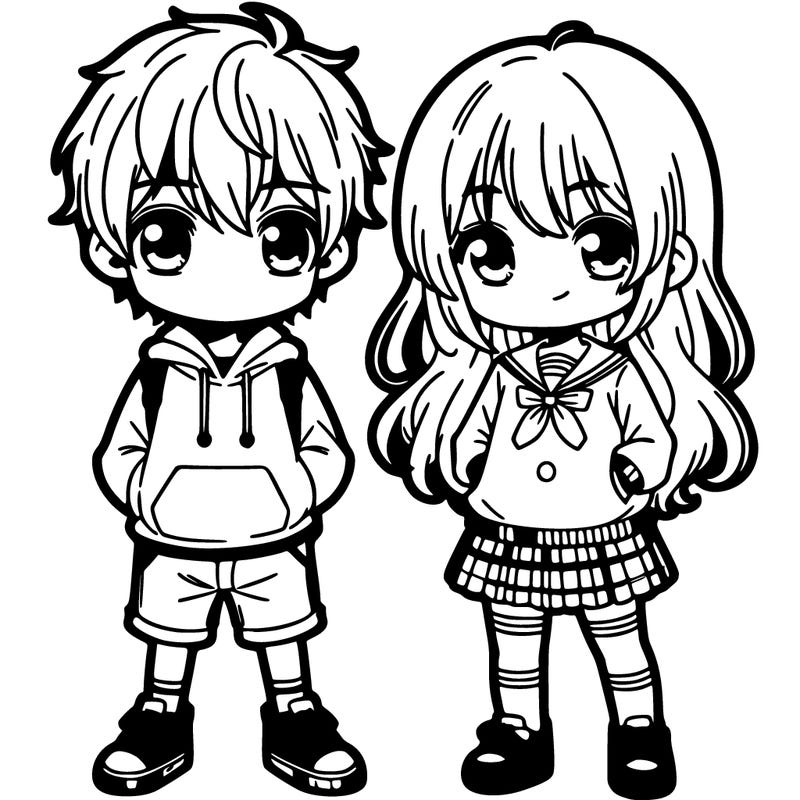 two children manga chibi