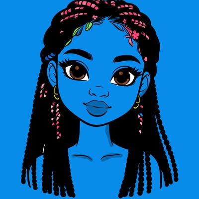 a realistic black girl with braids