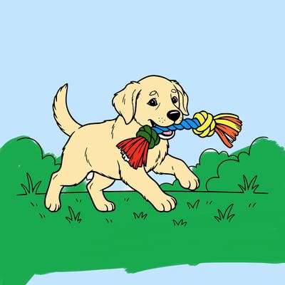 puppy playing with toy