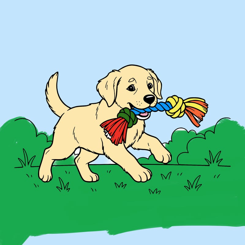 puppy playing with toy