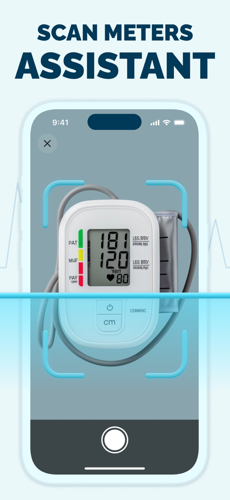 Smart BP - Blood Pressure Log - App per smartphone che scansiona un misuratore di pressione sanguigna per registrare dati sanitari
