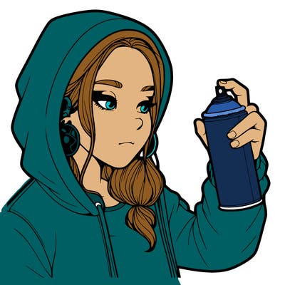 a realistic girl, spray painting