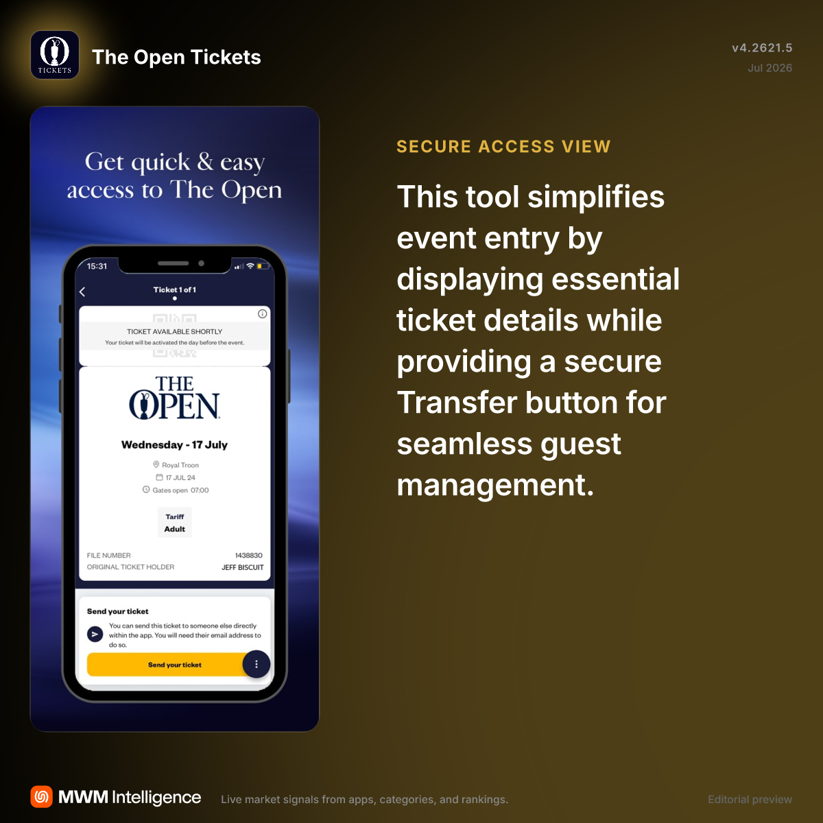 The Open Tickets - Business App | MWM