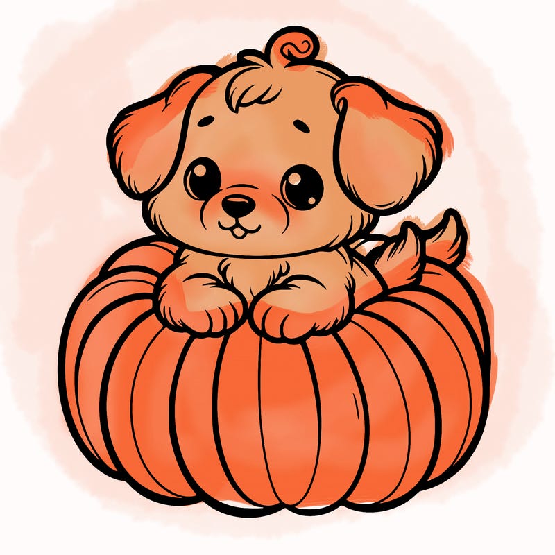 cute little puppy in a pumpkin