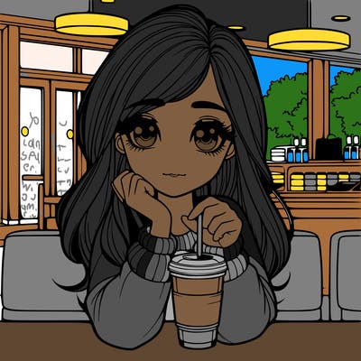 realistic girl drinking coffee from mcdonalds