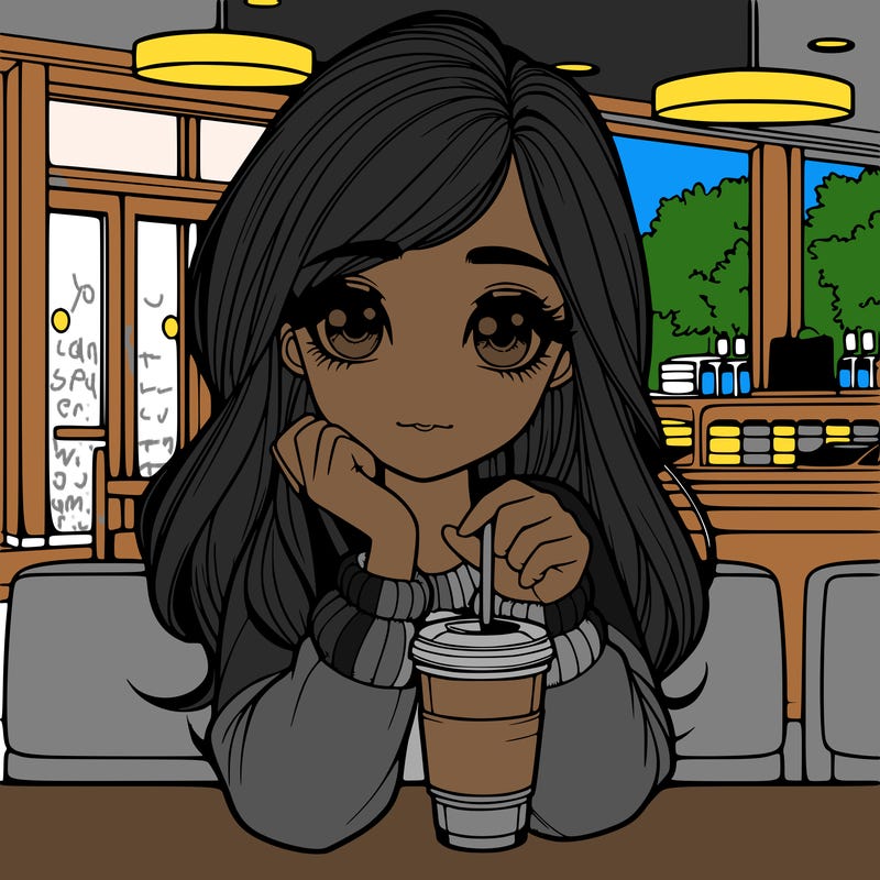 realistic girl drinking coffee from mcdonalds