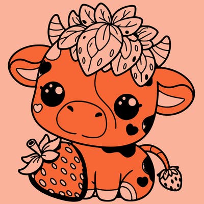 cute strawberry cow