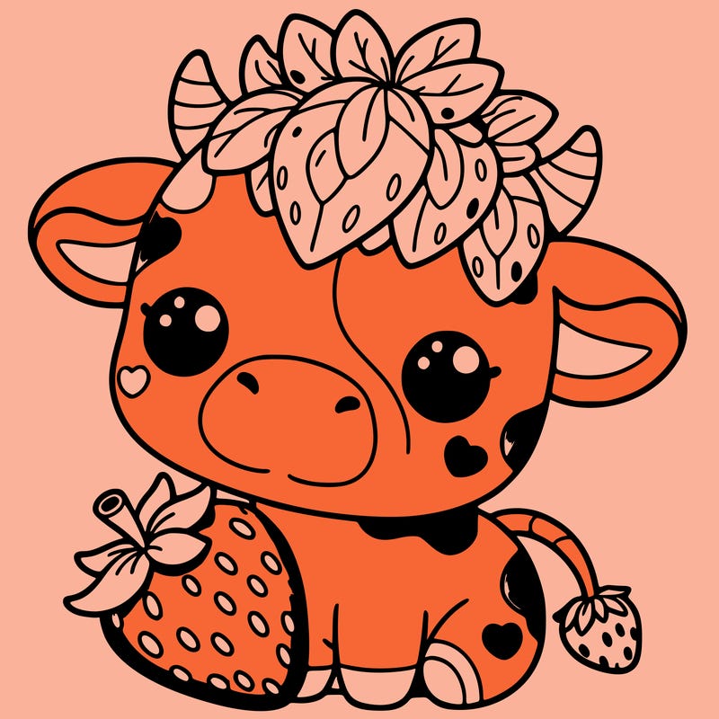 cute strawberry cow