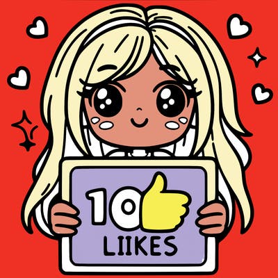 a girl holding a 100 likes sign