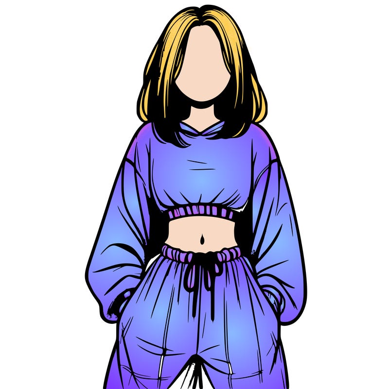realistic girl faceless with baggy pants and a crop top