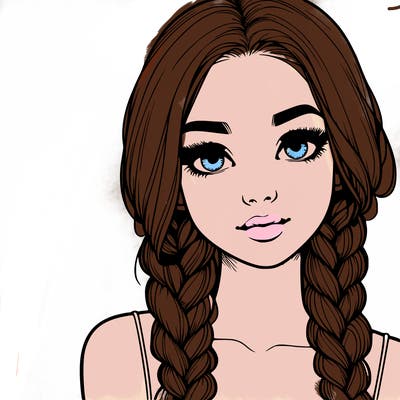 realistic girl with braids