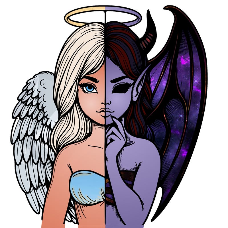 realistic angel half demon