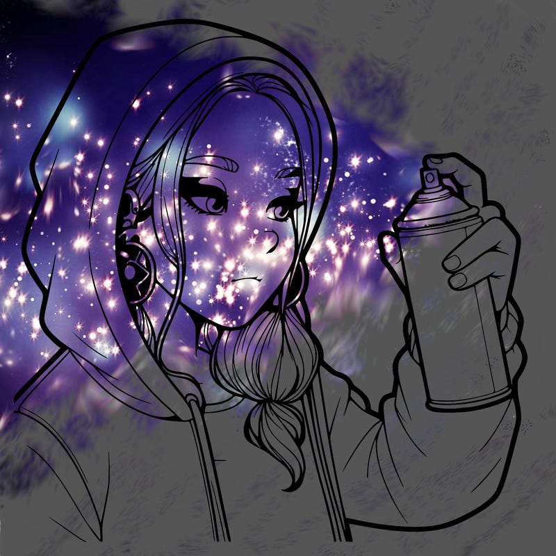 a realistic girl, spray painting