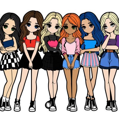 a group of girls realistic